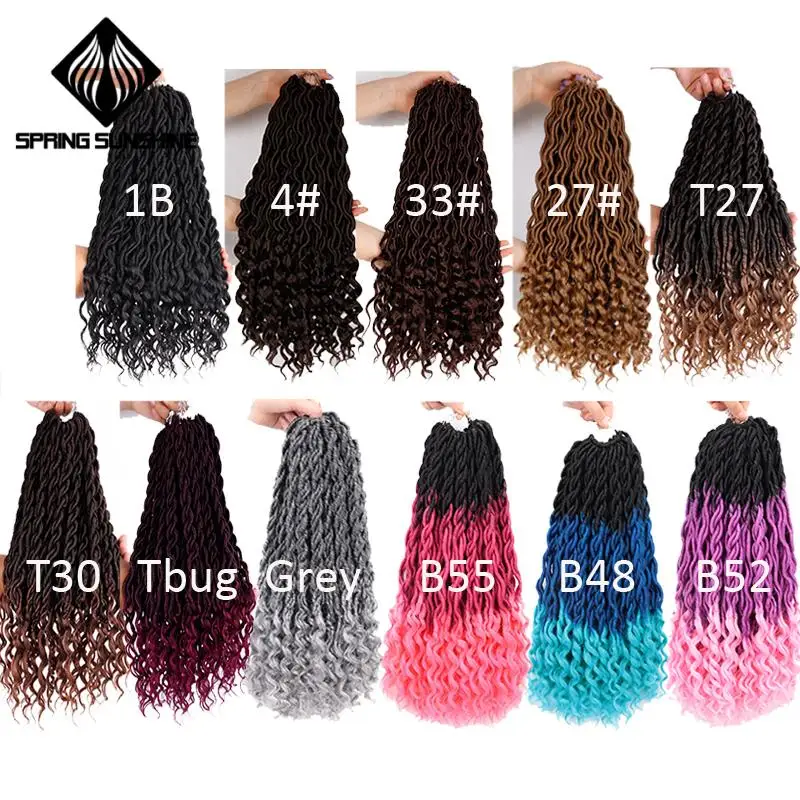 Spring sunshine Crochet Hair Extensions Bohemian Faux Locs Curly Crochet Braiding Hair Synthetic Hair Ombre Braids