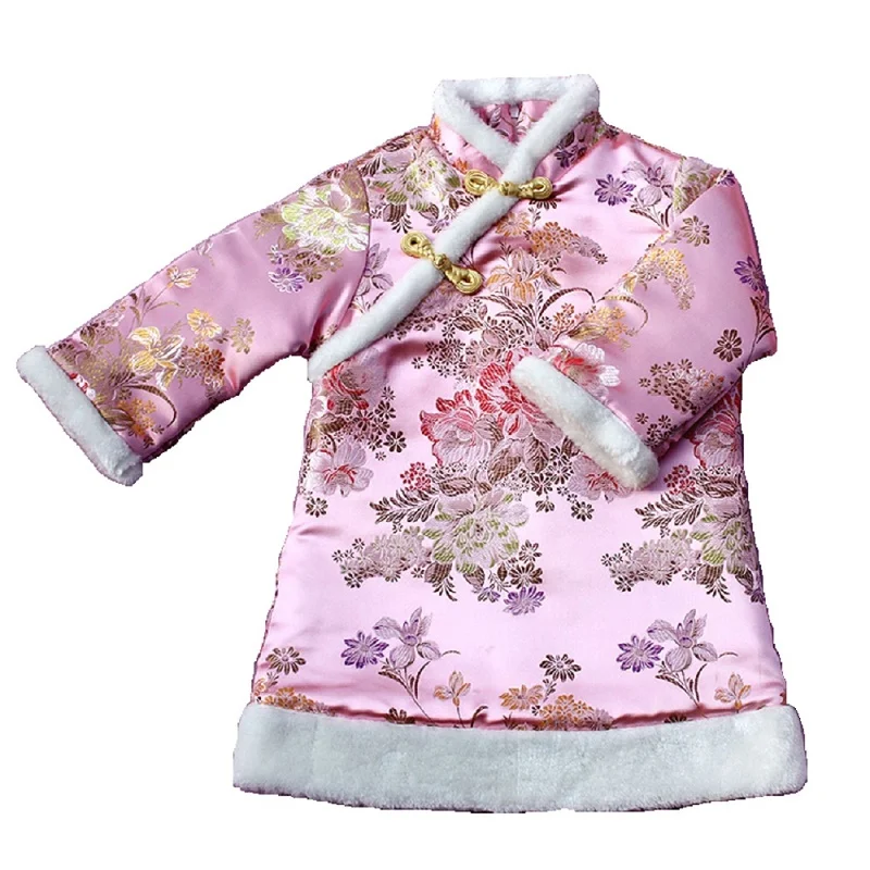 Китайское весеннее праздничное платье для маленьких девочек, пальто, плотная стеганая зимняя одежда для девочек, платья Chi-pao, Детские Cheongsam Qipao, куртки - Цвет: 2