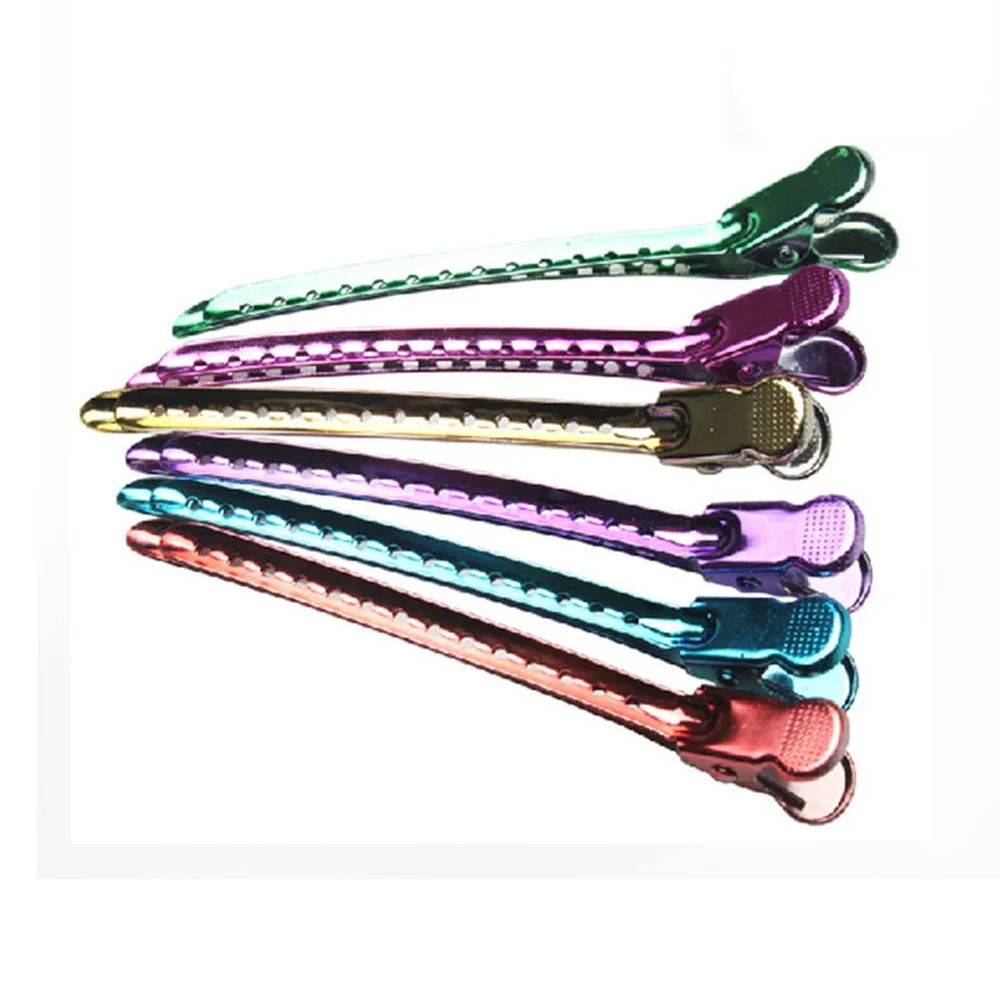 12pcs/Bag 6 color Stainless steel Crocodile Professional Hairdressing