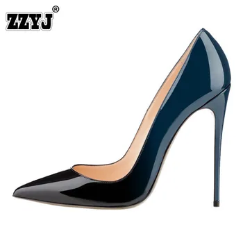 2017 Spring Metal Heel Sexy Red High Heels 12 CM Banquet High Quality Women Shoes Pumps  Wedding Office Pointy Big size 34-48