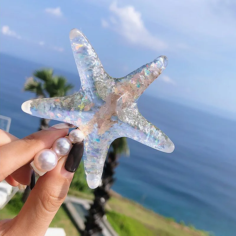 

New Imitation Pearl Starfish Hairclips Transparent Star Shape Hairgrips Girl Hairpin Summer Beach Barrettes Hair Accessories J36