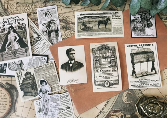 

KLJUYP 14PCS Vintage Style Waterproof Stickers for Scrapbooking Happy Planner/Card Making/Journaling Project