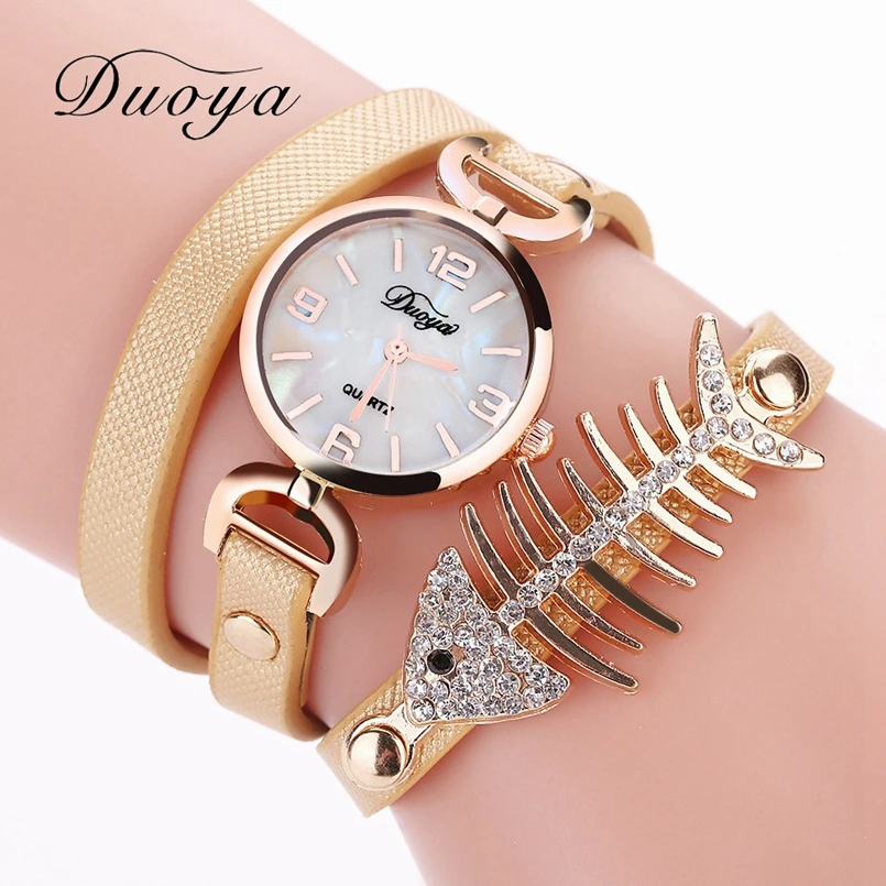 

Brand New Duoya Watches Women Brand Gold Heart Luxury Leather Wristwatches Women Dress Bracelet Chain Bracelet Watch July19