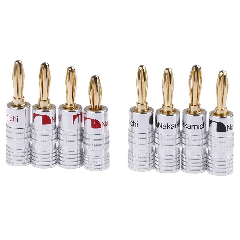 Connector 4pcs 2pairs 24K Gold Plated Speaker Banana Plug Audio Jack Connector