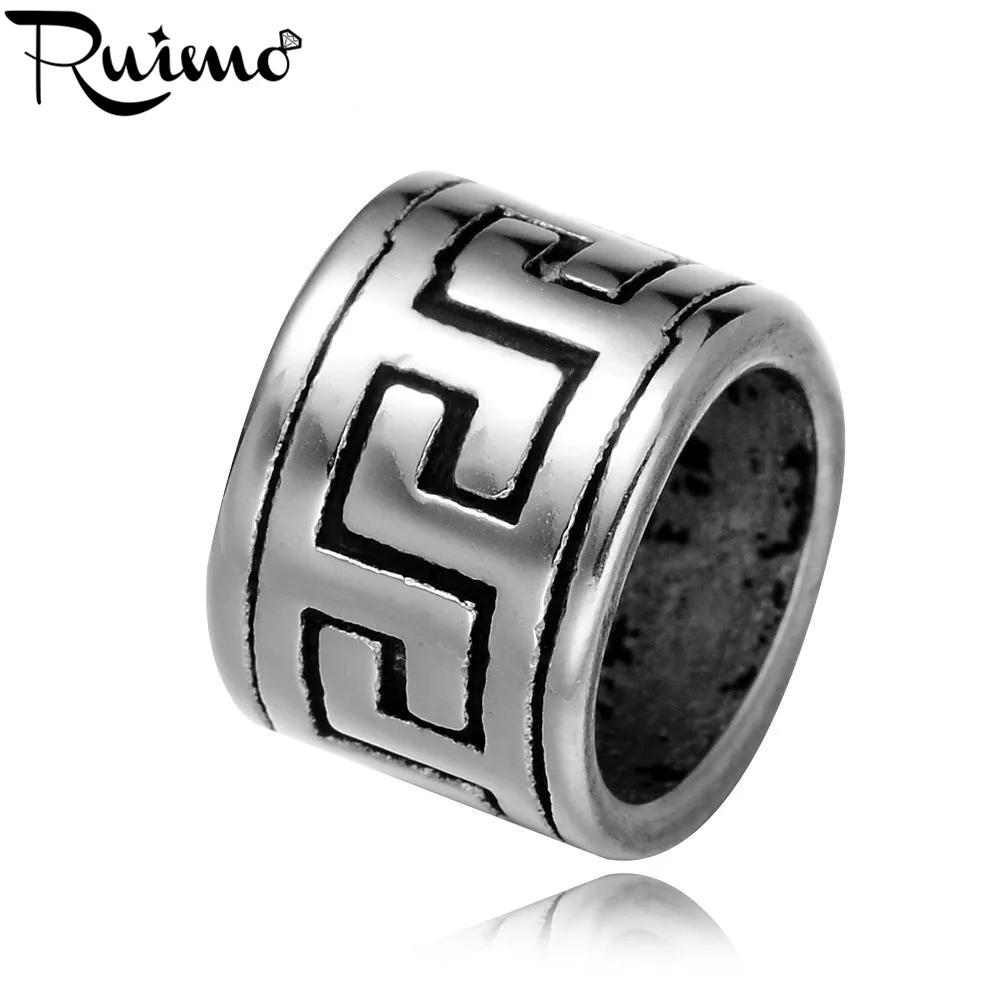 

RUIMO High Polished 316L Stainless Steel 8mm Big Hole Beads Antique Tibetan Spacer Charms Beads For Jewelry Making Wholesale