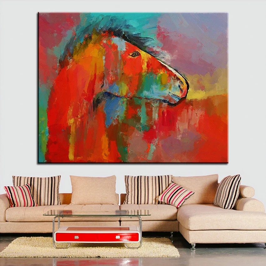 Large size Printing Oil Painting red horse 2 Wall painting Home