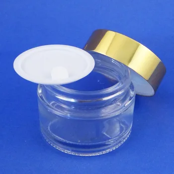 

10 PCS 30 ml Gold Aluminum Lid Clear Skin Care Cosmetic Glass Cream Jar (AY200)