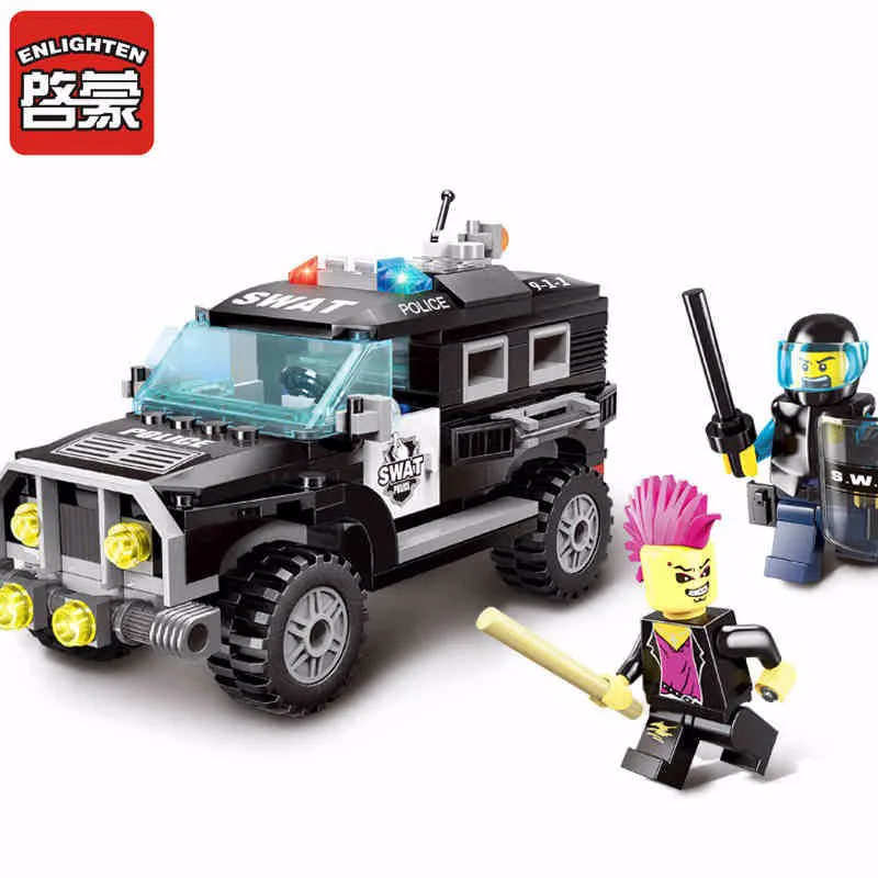 Enlighten Police Swat SUV Building Blocks 6 Ages Kids Building Blocks Car styling 3D Model Blocks