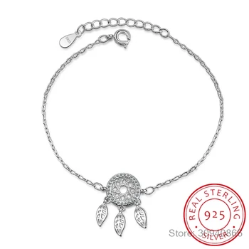 

Hot Sale Micro CZ Dream Catcher Bracelet For Women Girl 925 Sterling Silver Dreamcatcher Zirconia Bracelet pulseira bijou S-B204