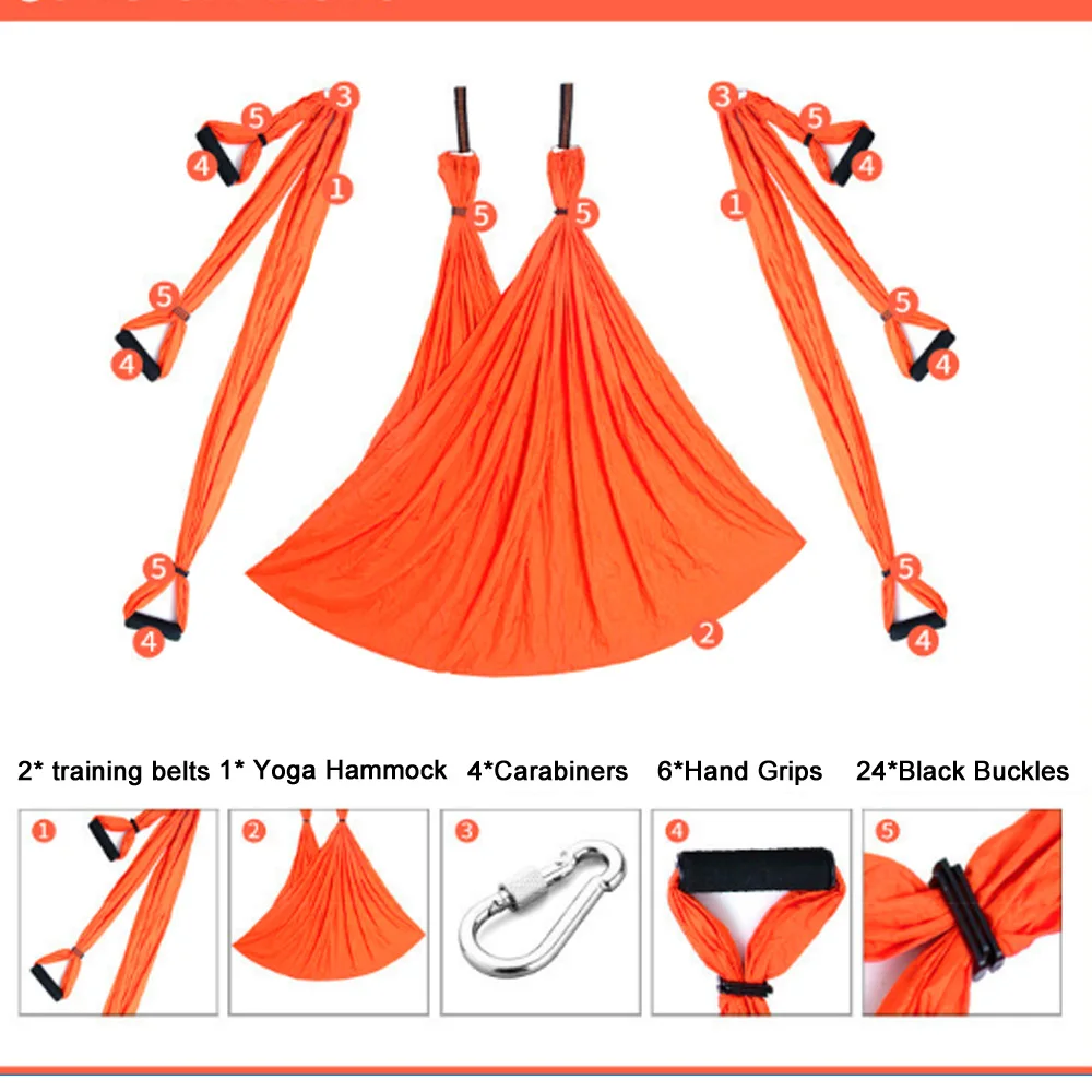 Yoga Hammock Fabric Six-handed Yoga Flying Swing Aerial Traction Device Yoga Hammock Set Pilates Body Shaping Equipment