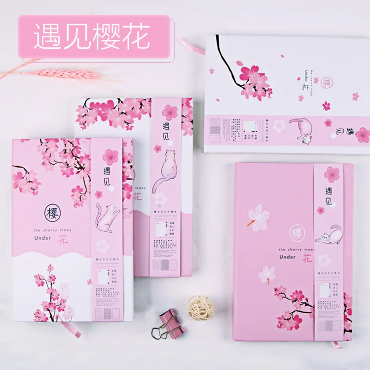 

Stationery Pink Colour Girl Heart A5 /32k, Nervous Student Note Remember Hand Account Cherry Blossoms Bound Book You