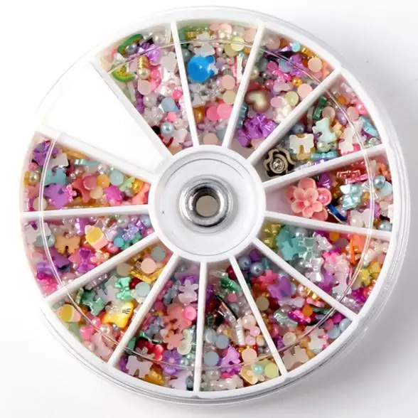 New Arrival 1200pcs Nail Art Wheel Mixed Tips Glitters Rhinestones nail tools art decorations | Красота и здоровье