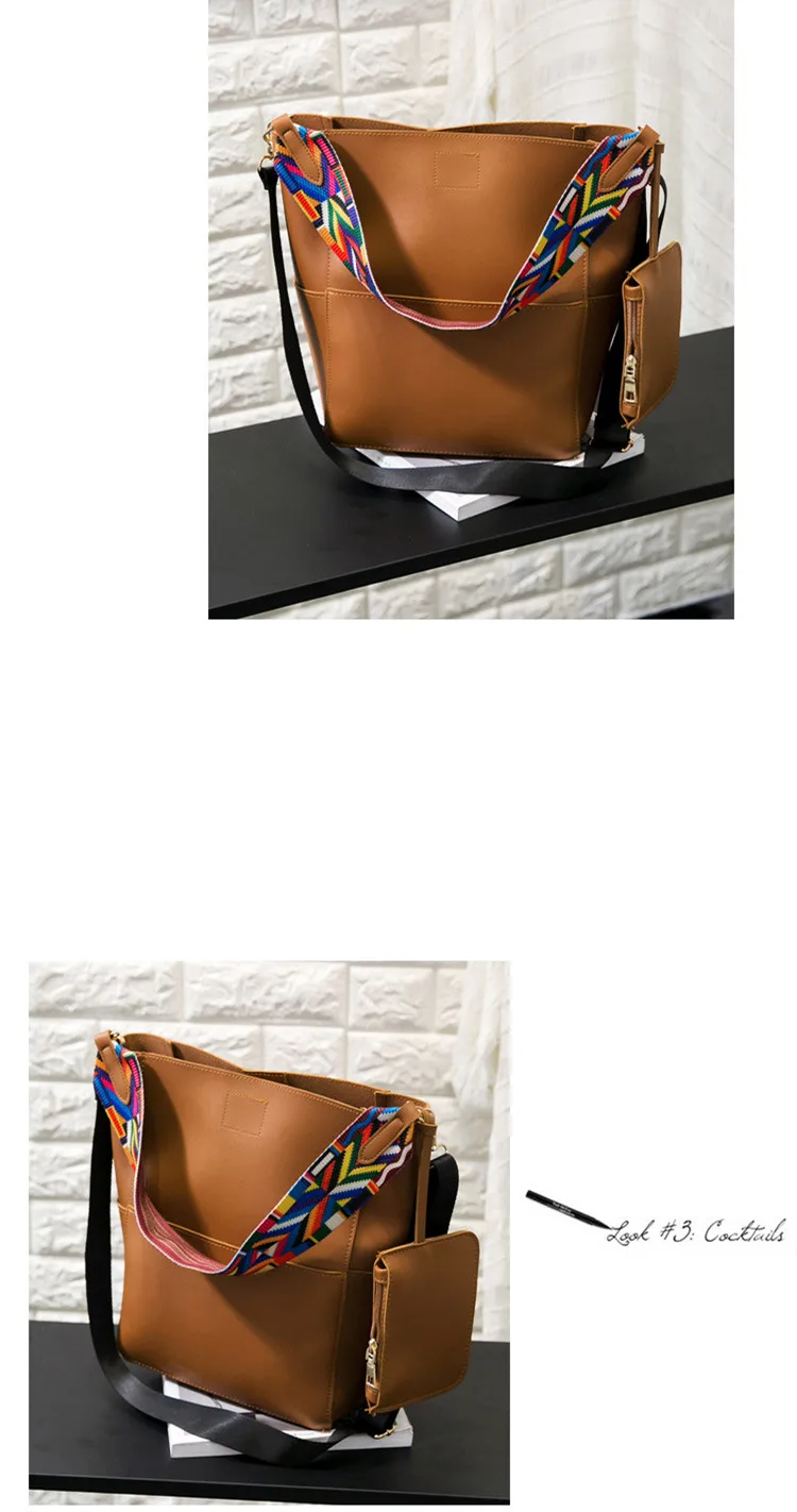 Winmax большая женская сумка-мешок в Корейском стиле с широким ремешком, женская сумка через плечо с цветной лентой
