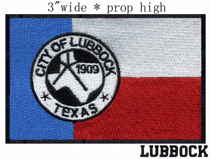 Lubbock, Texas USA Flag 3" wide embroidery patch for ready flying/1909