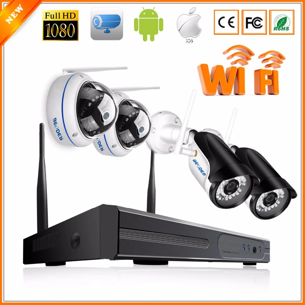 Система видеонаблюдения BESDER 1080P Wi Fi 4 канала NVR 2 МП|Система наблюдения| |