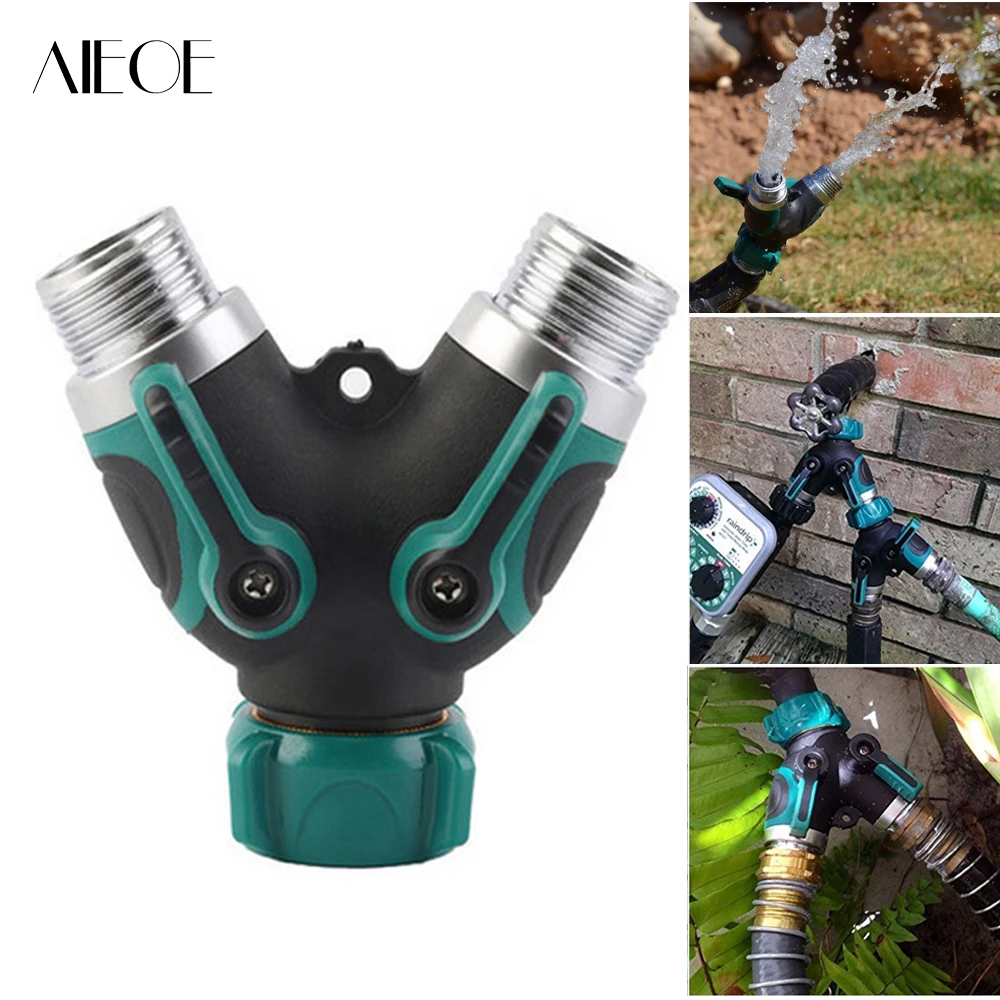 

AIEOE Agriculture Garden Hose Adapter Connector NPT3/4" Y Shunt 2 Way Tap Garden Hoses Pipes Splitters Switch Valve Pipe Fitting