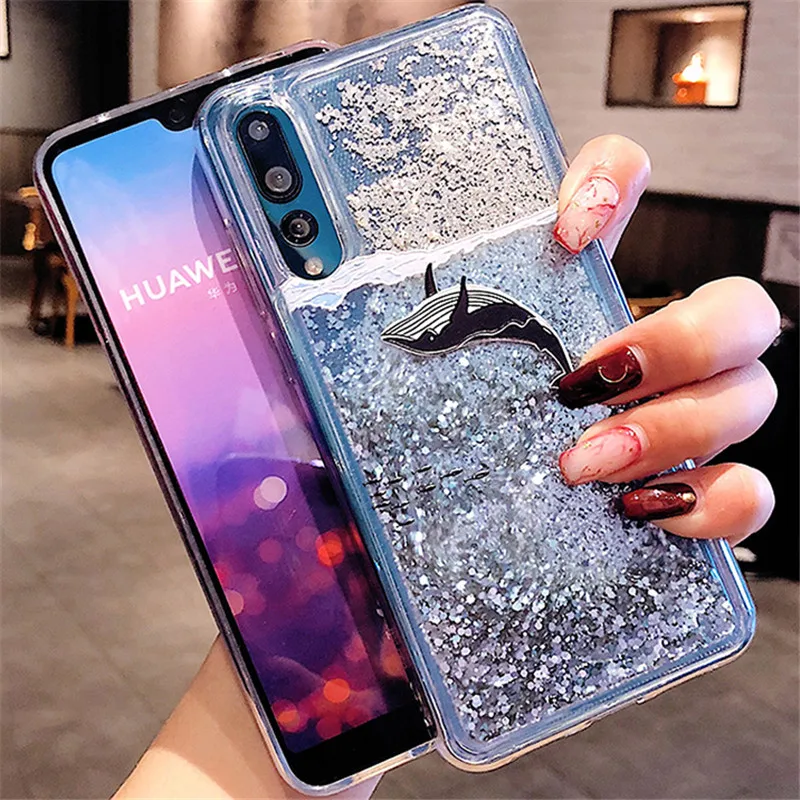 Динамичными плавающими жидкими мягкий чехол для huawei P30 P20 Y7 Pro P10 Honor V10 10 9 Lite 8x 7A 7C 7X Nova 4 3 3i 3E 2S Коврики 20 Y9