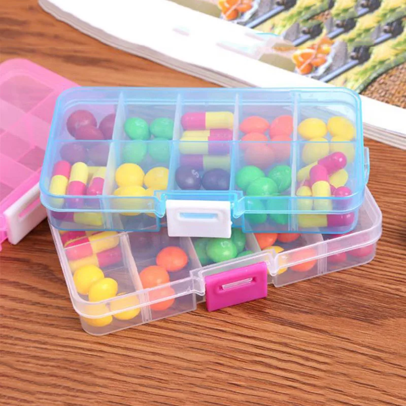 

10 Grids Jewelry Box Accessories Beads Earrings Jewelry Organizer Boxes Packaging Adjustable Transparent Storage Case Detachable