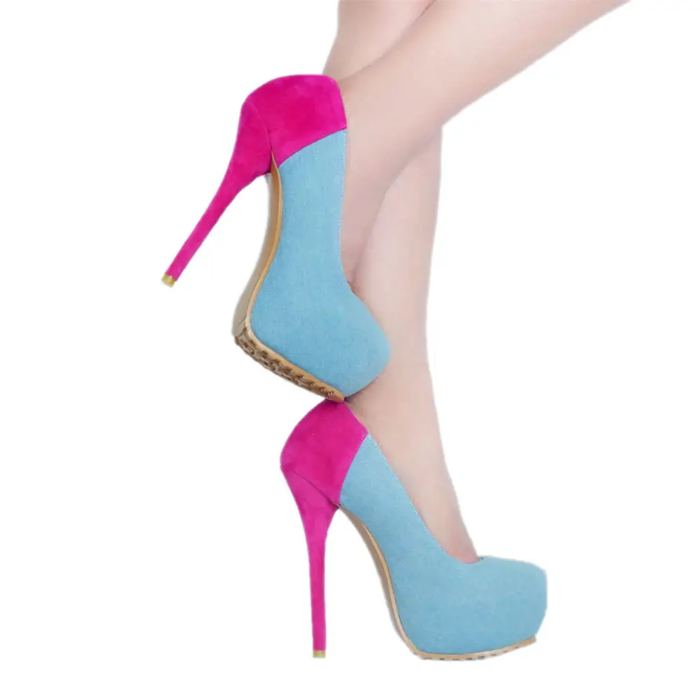 

Women's Sexy Wedding Plus Size 35-47 Party Prom Women Shoes Denim High Heels Platform Shoes Woman Pumps Women
