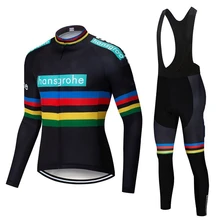 Hansgrohe команда Осенняя тонкая одежда с длинными рукавами набор мужской Велоспорт Джерси Bib длинный велосипед Ropa Ciclismo велосипедная одежда