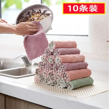 

Kitchen rag household cleaning towel hand towel absorbent non-stick oil dishwashing double rag