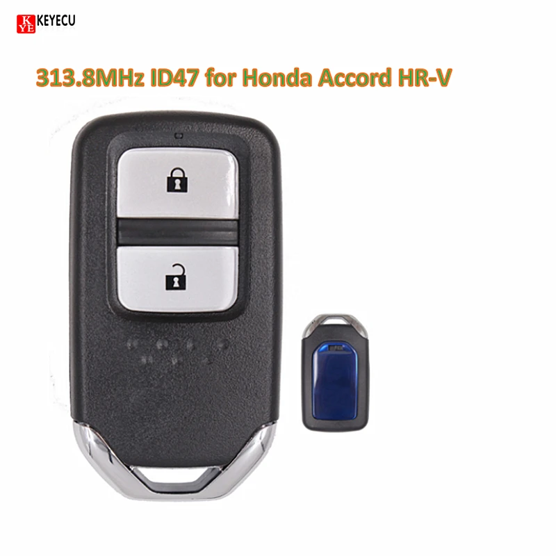 

Keyecu New Smart Remote Car Key Fob 2 Button 313.8MHz ID47 for Honda Accord HR-V FCC ID: KR5V1X Blue Cover On the Back