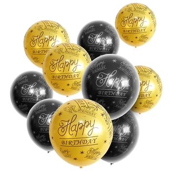 

BTRUDI 10pcs 12inch Happy Birthday Balloon 50 Anniversary Latex Balloons Wedding Birthday Supplies black and silver balloons