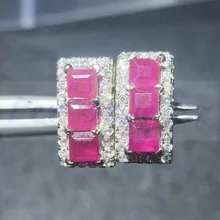 Рубин серьги-гвоздики 0.2ct* 6 шт драгоценный камень натуральный настоящий Рубин 925 стерлингового серебра ювелирные украшения для мужчин и женщин# S18061009