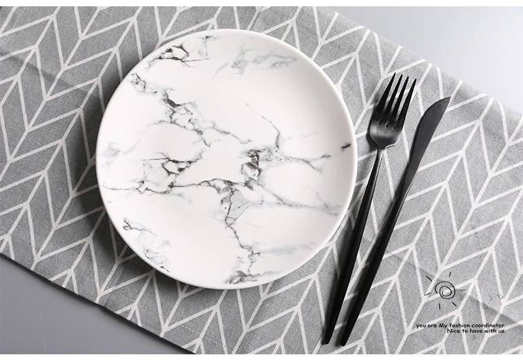Тарелка для еды, Мраморная тарелка, керамические тарелки, еда, салат, стейк, посуда в скандинавском стиле, керамическая домашняя декоративная десертная тарелка, поднос