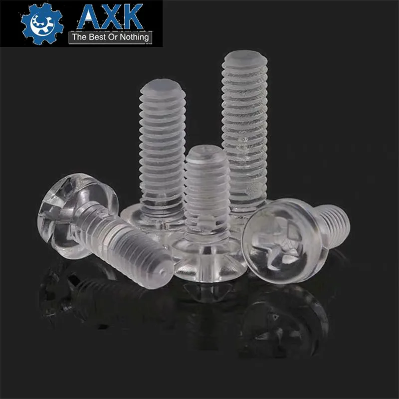 

50Pcs ISO7045 DIN7985 M2 M2.5 M3 M4 M5 Transparent Acrylic Cross Round Head Nylon Screws Plastic Phillips Screw