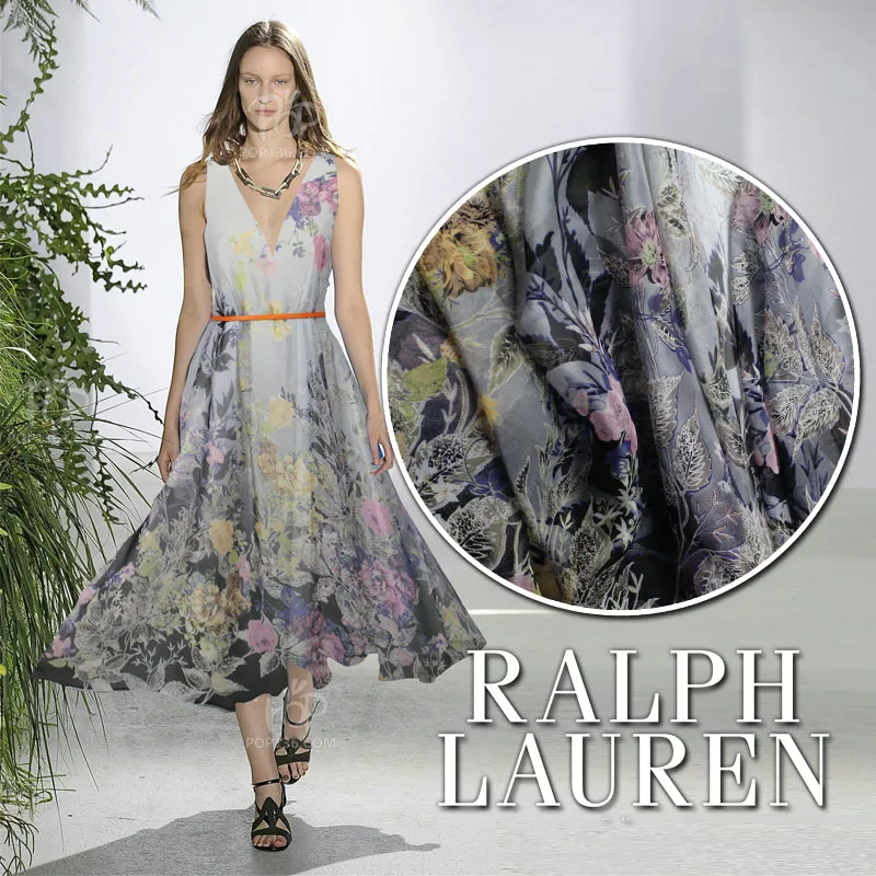 Дизайнерская шифоновая ткань из чистого шелка с цветочным принтом