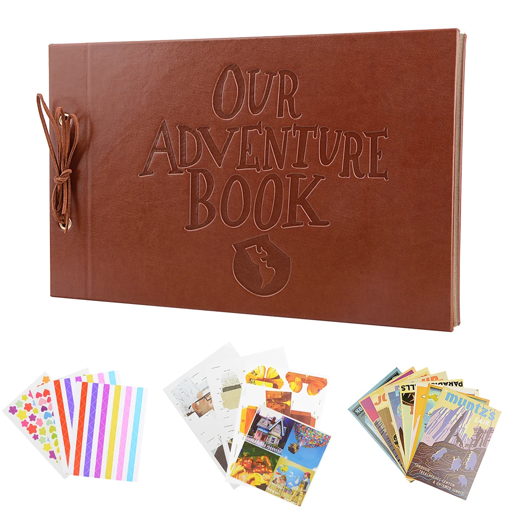 Vintage 80 Pages Kraft Paper Sheets Card Set Our My Adventure Book Album With Handmade DIY Tool Photo foto Scrapbook | Дом и сад