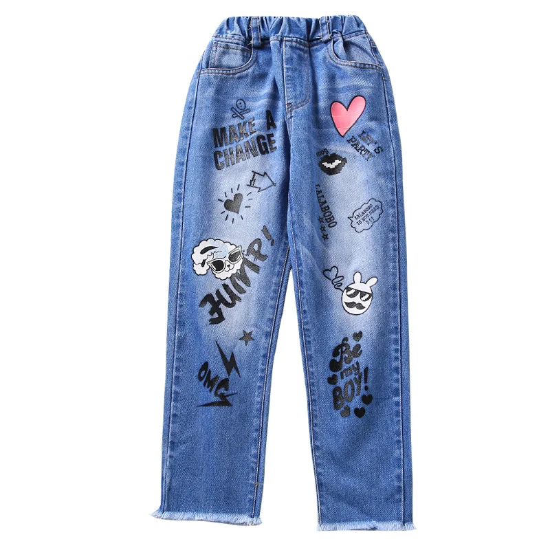 

Children's pants women's new Korean version spring and autumn girls fashion jeans big boy pants and pants