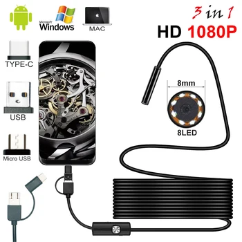 Новый 8,0 мм эндоскоп камера 1080P HD USB эндоскоп с 8 светодиодами 1/2/5 м кабель водонепроницаемый осмотр бороскоп для Android ПК