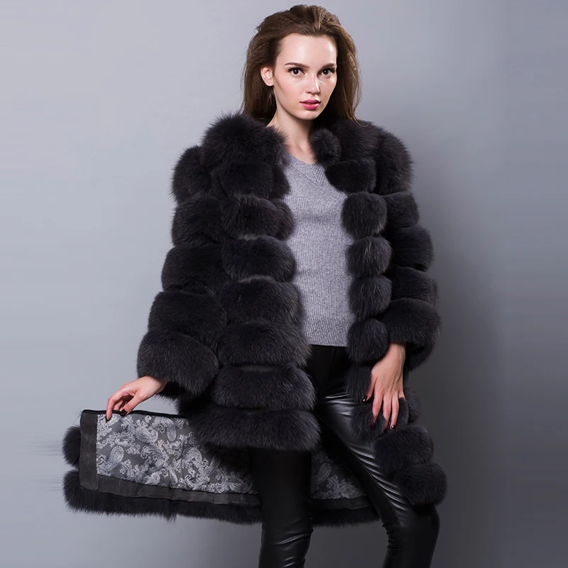 

Real Fur Coats Detachable Vests for Women 90cm Overcoat Russian Jacket Real Fox Fur Vest Natural Fox Fur Coats Winter Female