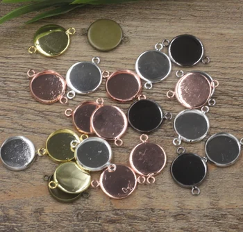 

10mm,12mm,14mm,16mm,18mm,20mm,25mm 50pcs/bag 2 Loops Bronze/Silver/Gold/Black Blank Charms Pendant Trays Base Setting Cabochon s