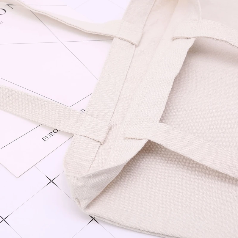 THINKTHENDO DIY bolso de totalizador de la lona para mujer tela de compras bolsas de hombro en blanco regalo hecho a mano bolsos