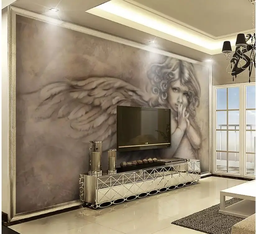 Custom Wall Mural Modern Art Painting High Quality Mural Wallpaper European 3D embossed little angel background wall painting Custom Wall Mural Modern Art Painting High Quality Mural Wallpaper European 3D embossed little angel background wall painting