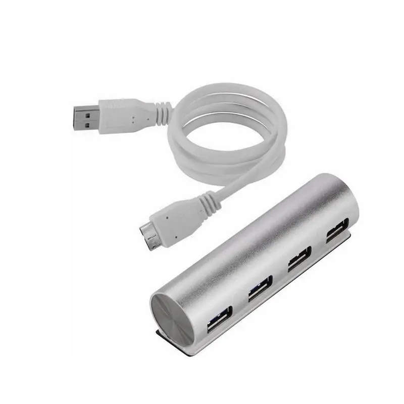 Мульти USB 3,0 концентратор адаптер портативные концентраторы USB разветвитель 4 порта 5 Гбит/с круглый алюминиевый сплав корпус серебро для