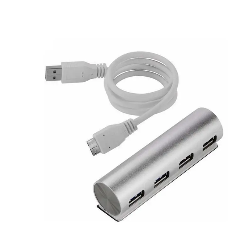 

Multi USB 3.0 HUB Adapter Portable Hubs USB Splitter 4 Ports 5Gbps Round Aluminum Alloy Shell Silver For Laptop PC Computer Use
