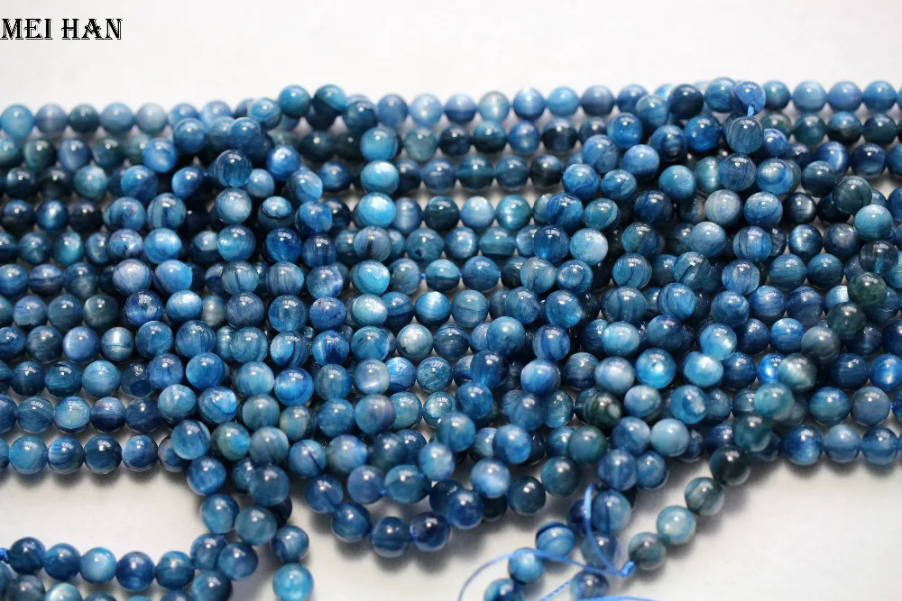 Meihan 6 мм+-0,2 Синий Кианит(около 60 бусин/комплект/26 г) гладкие круглые каменные бусины для изготовления ювелирных изделий своими руками