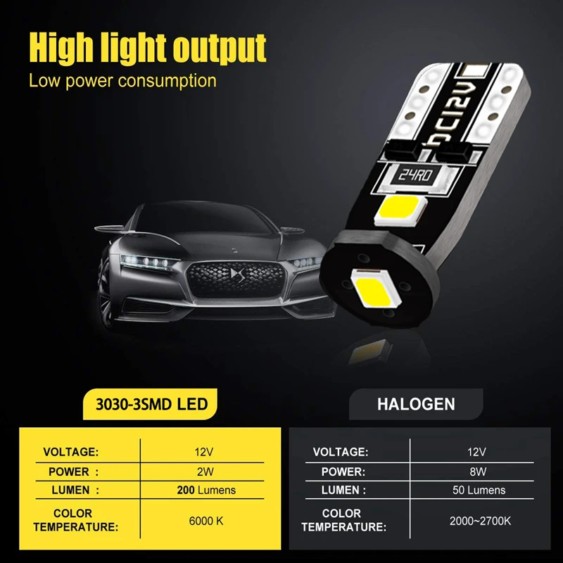 Katur 10 шт. T10 W5W светодиодный лампы 3030 SMD 168 194 автомобильные аксессуары Габаритные