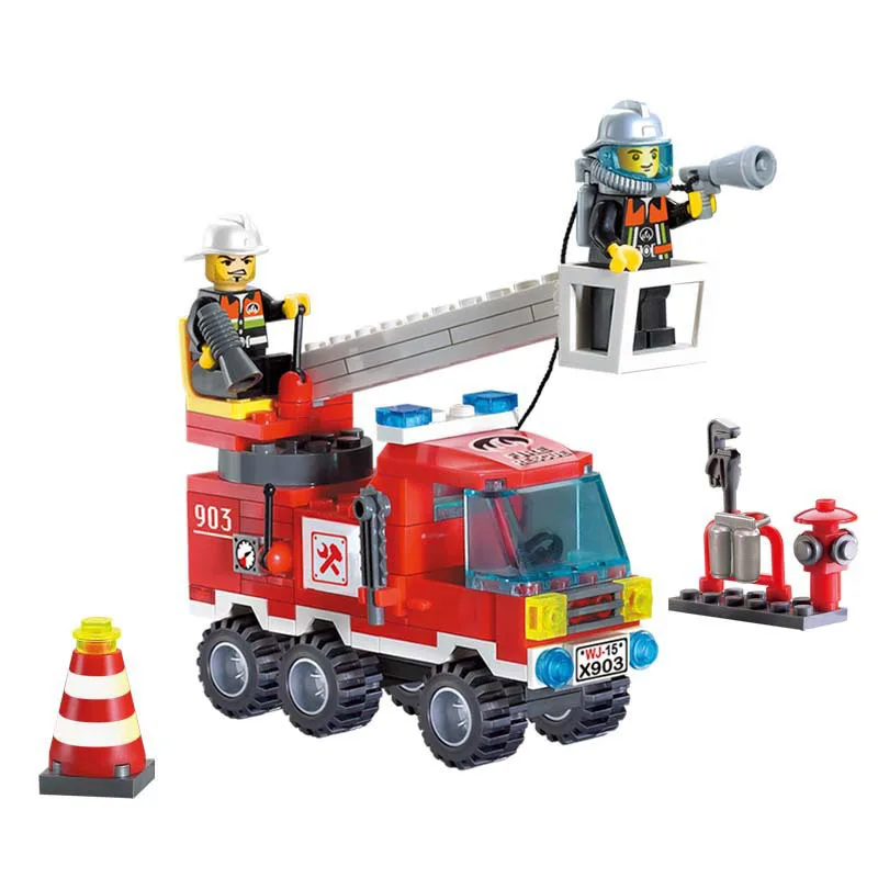 

130PCS Fire Fight Series Fire Engine kid Building Block Sets Model Enlighten Educational DIY Construction Bricks Toys for Kids