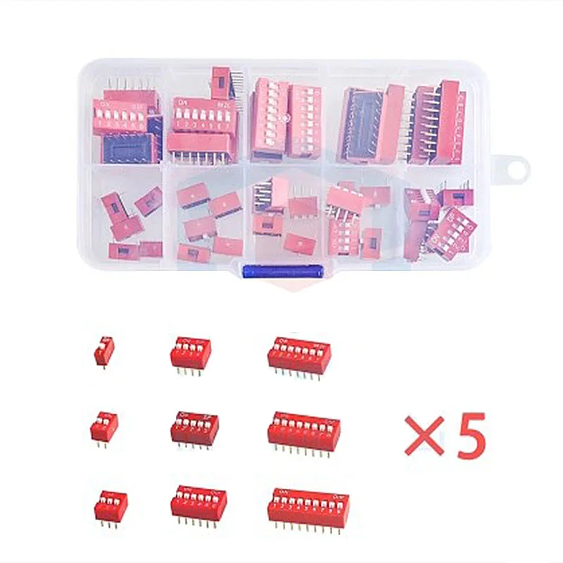 

1set DIP switch 2.54mm pitch code switch 1/2/3/4/5/6/7/8/9P bit Kit boxed #Hbm0457