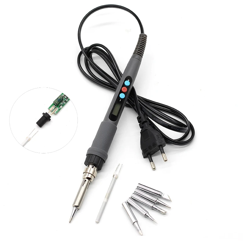 

936d EU Plug Digital LCD Adjustable Temperature Electric soldering iron Station 220V 110V 60W Ceramic heater 900M sting Tip