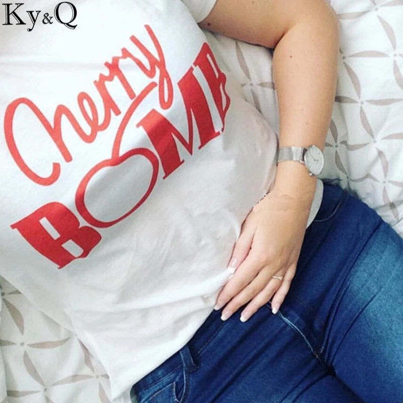 Ky & Q nueva marca de moda camiseta 2017 verano Camisetas de moda para mujer letras impresas camisetas para mujer ropa|top t shirt|brand t shirtfashion t - AliExpress