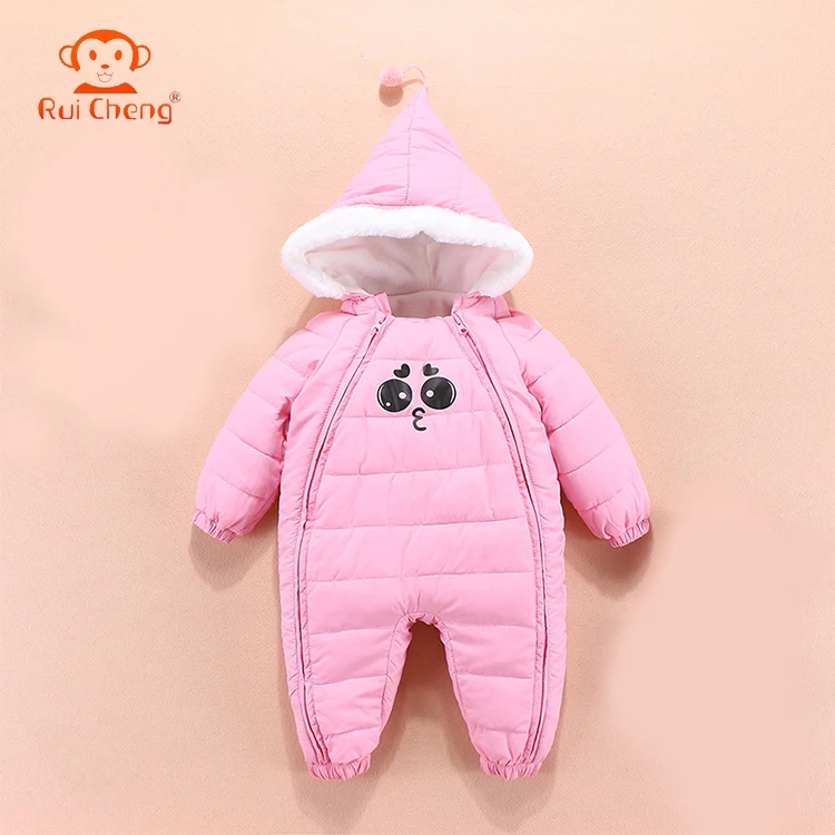 Warm Baby Overall Winter Kids Thicken Fleece Snowsuit Hooded Babies