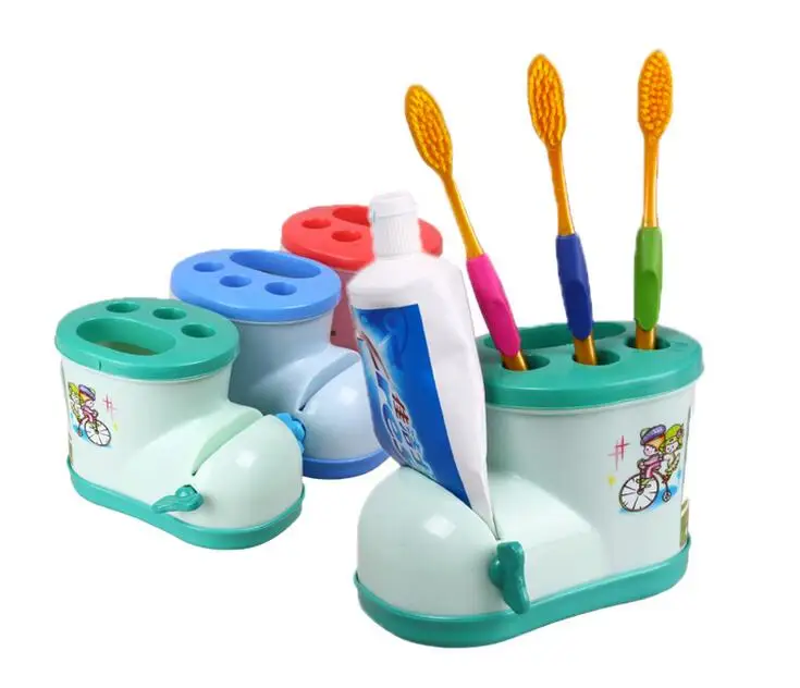 Bathroom Shelf Boots Toothbrush Holder Plate With Toothpaste Squeezer