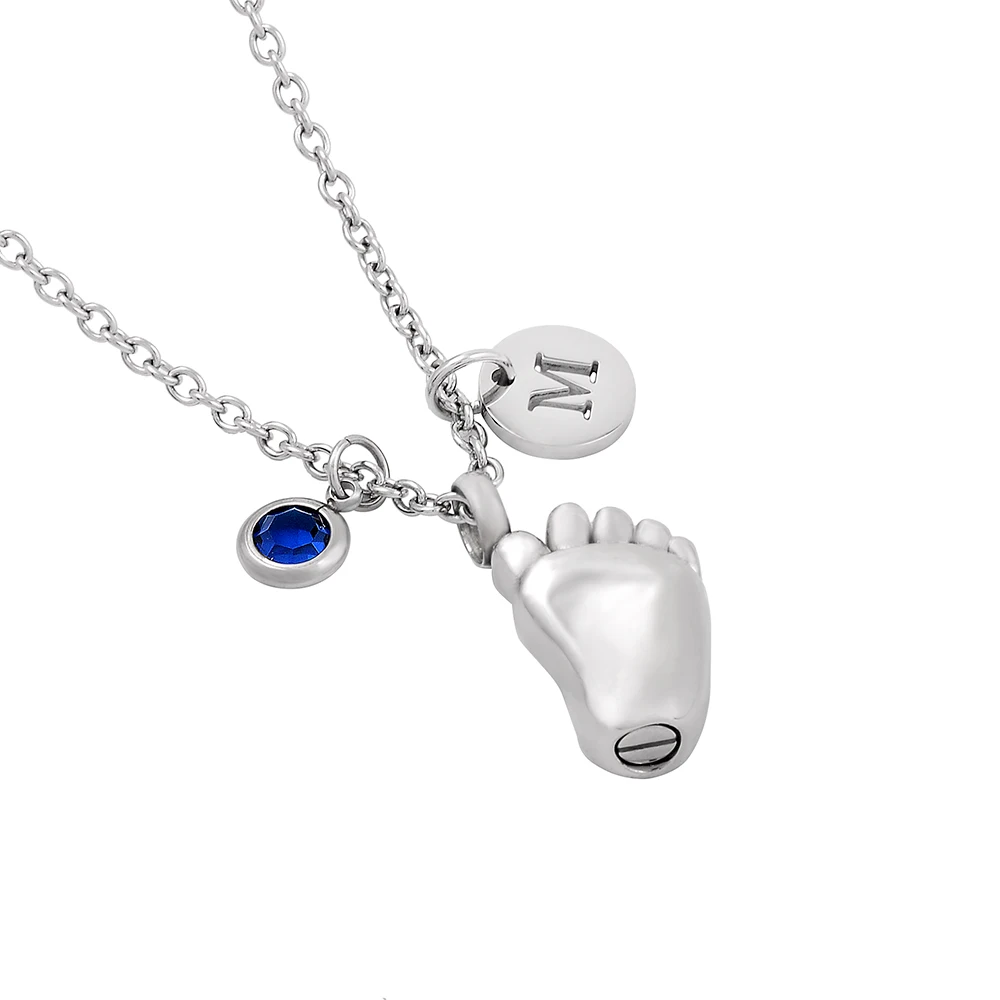 

IJD8041 316Lstainless steel baby Feet cremation pendant jewelry Funeral memorial Ashes urn necklace pendant with Free kit funnel