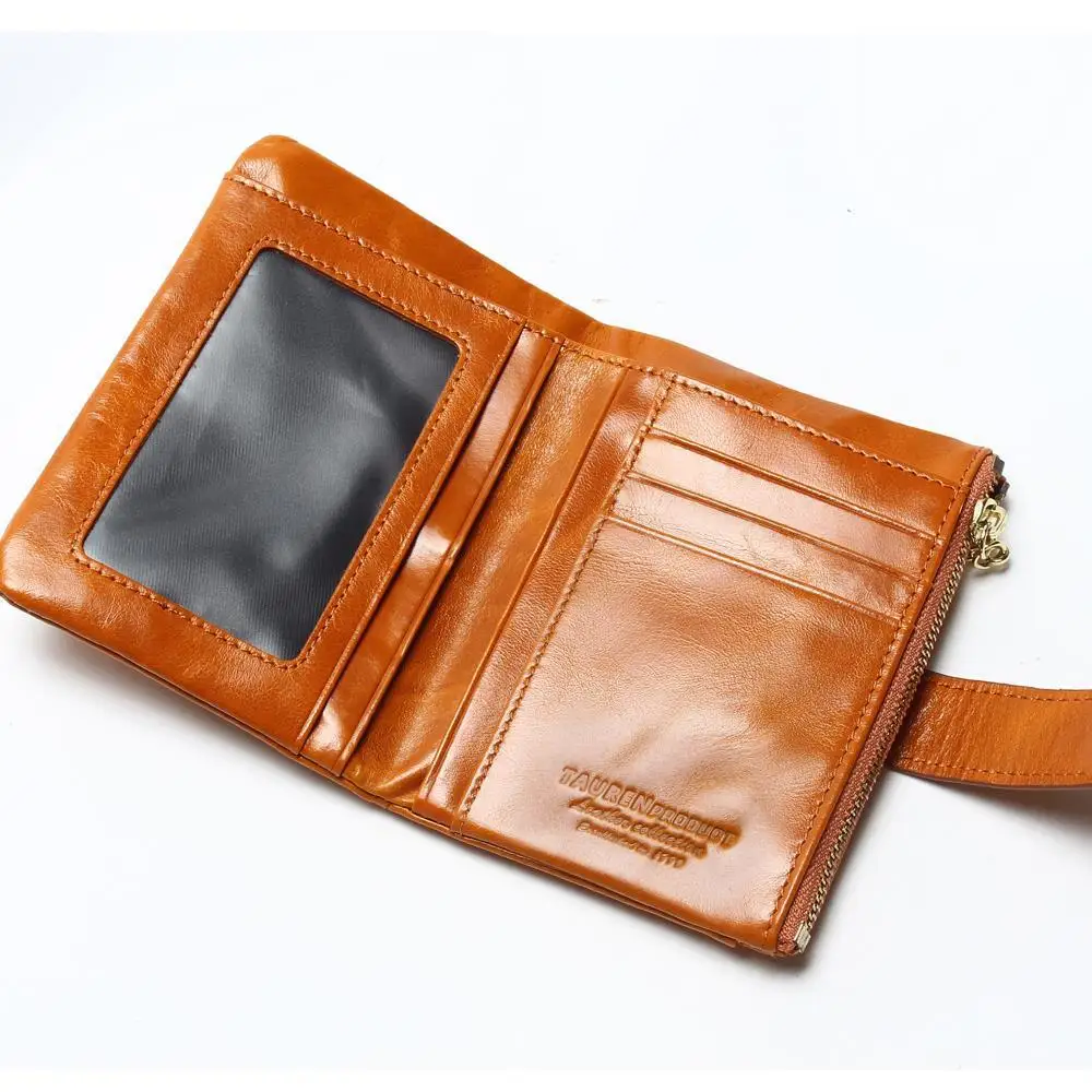 Goedkoop 2020 Brand Design Hoge Kwaliteit Vrouwen Echt Lederen Vintage Portemonnee Koeienhuid Portemonnee Olie Waxen Portemonnees Ritsvak Portefeuilles